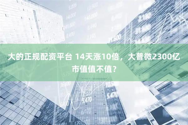 大的正规配资平台 14天涨10倍，大普微2300亿市值值不值？